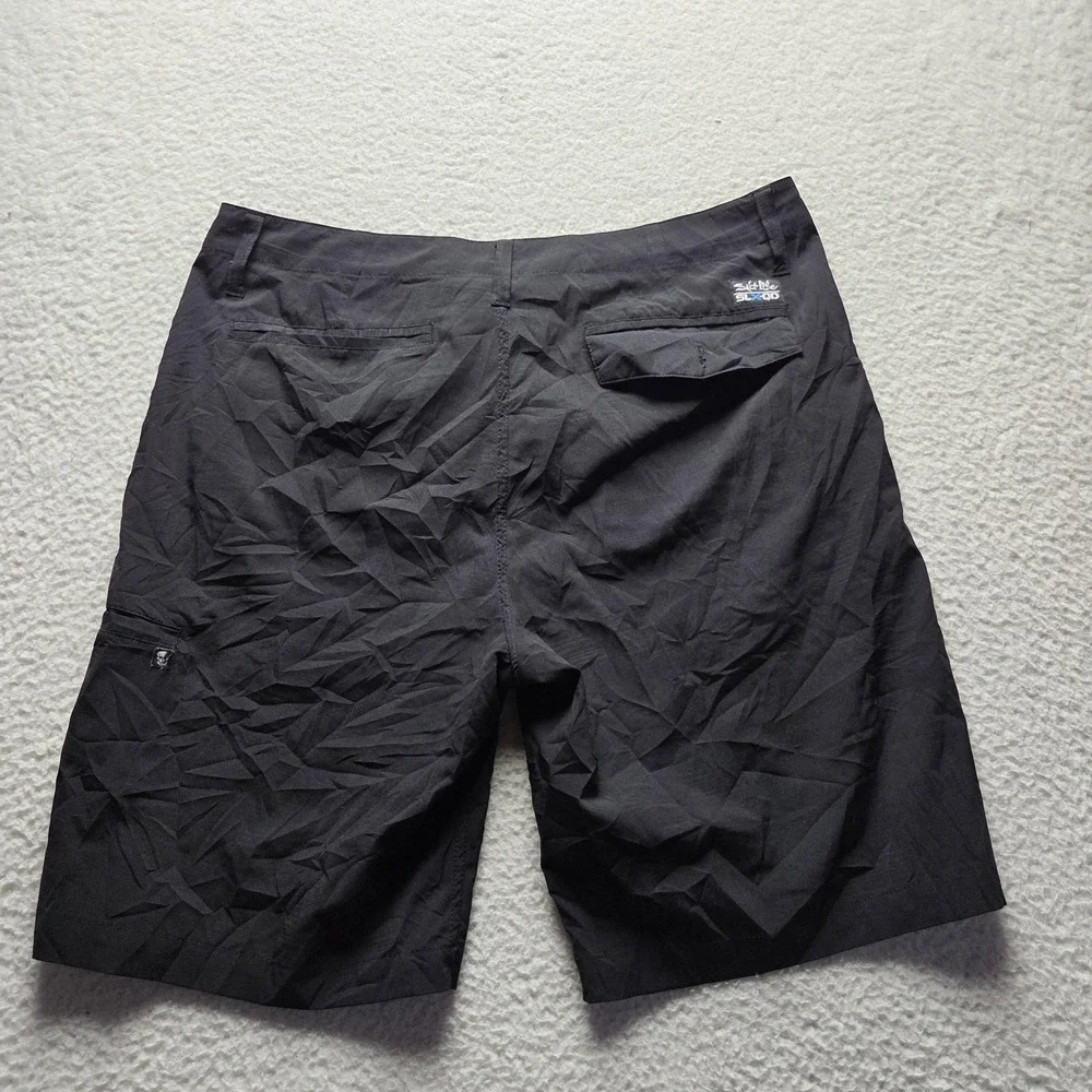 Salt Life SLX-QD Shorts Mens 34 Black Microfiber Chino 10 Inseam Quick Dry